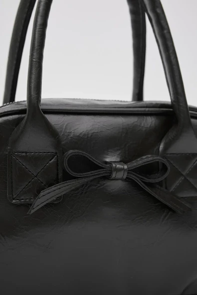 Kurdele Detaylı Deri El ve Omuz Çantası - 2