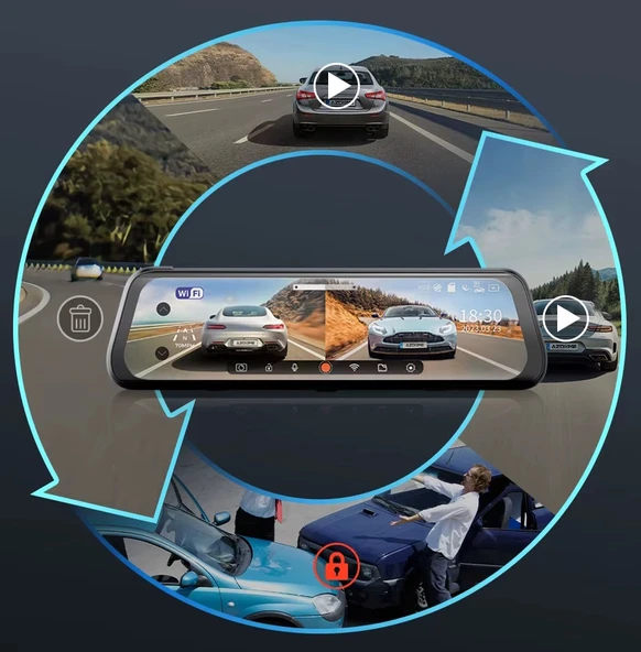 MPIA CC68 10" Tam Ekran Aynalı Araç İçi 4K Kamera GPS, Wifi ,Geri Görüş Kamerası - Resim 9