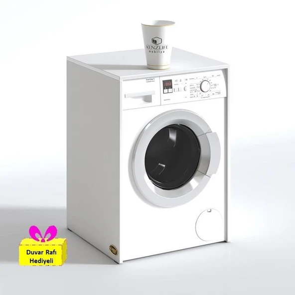 Kenzlife çamaşır&kurutma makinesi dolabı büyük boy afanasi byz 100*80*70 banyo arkalıksız + tekli duvar rafı hediyeli
