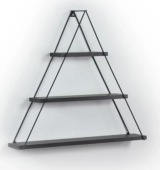 KUZELA  Metal Ahşap Üçgen Duvar Raf