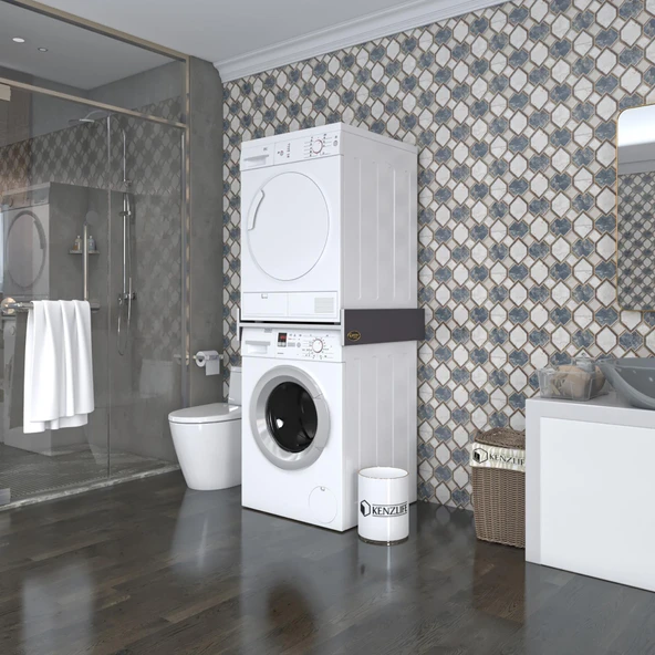 Kenzlife çamaşır&kurutma makinesi dolabı agafya gri 015*70*60 banyo aparatı arkalıksız