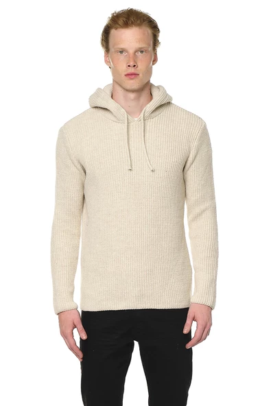 Erkek Kapüşönlü Pamuklu Triko Örgülü Sweatshirt - 11