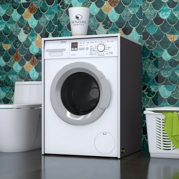 Kenzlife çamaşır&kurutma makinesi dolabı büyük boy afanasi gri 100*80*70 banyo kapaksız arkalıksız