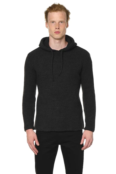 Erkek Kapüşönlü Pamuklu Triko Örgülü Sweatshirt - 6