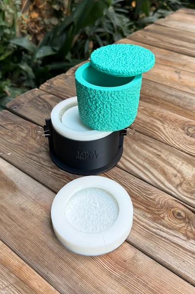 LOYA 1 Dairesel Kapaklı Kasnaklı Silikon Kap Kalıbı - Resim 4