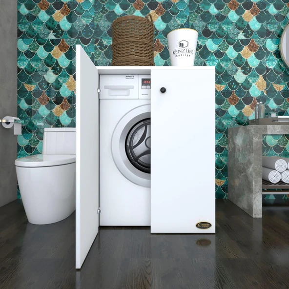 Kenzlife çamaşır&kurutma makinesi dolabı büyük boy kapaklı lubmilamdf byz 100*80*70 % 100 mdf full mdf banyo ofis kapaklı arkalıksız