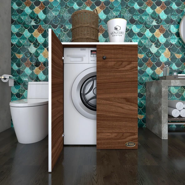 Kenzlife çamaşır&kurutma makinesi dolabı büyük boy kapaklı lubmila cvz 100*80*70 banyo ofis kapaklı arkalıksız