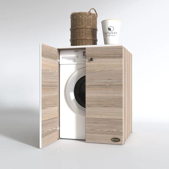 Kenzlife çamaşır&kurutma makinesi dolabı büyük boy kapaklı lubmila crd 100*80*70 banyo ofis kapaklı arkalıksız - 2
