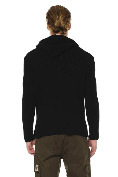 Erkek Kapüşönlü Pamuklu Triko Örgülü Sweatshirt - 4