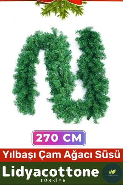 Noel Yılbaşı Çam Ağacı Süsü Kutlama Doğal Görünümlü Dekoratif Yeni Yıl Garland Büyük Boy 270 Cm