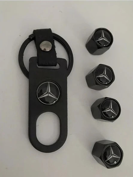 Mercedes Logolu PLASTİK 4 Lü Adet Sibop Kapağı Ve 1 Adet Anahtarlık ürün görseli