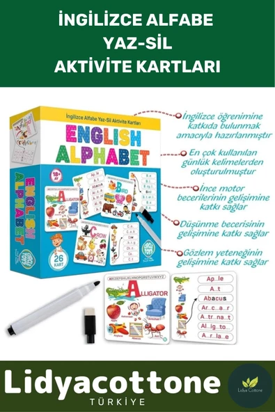 Zeka Geliştirici Eğitici El Göz Koordinasyonu İngilizce Öğreniyorum Alfabe Oyun Kartları ürün görseli 1