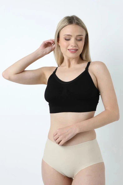 Yumuşak Toparlayıcı Rahat Dayanıklı Tam Kalıp Dikişsiz Pamuklu Balensiz Emzirme Sütyen - 3