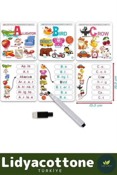 Zeka Geliştirici Eğitici El Göz Koordinasyonu İngilizce Öğreniyorum Alfabe Oyun Kartları - Resim 2