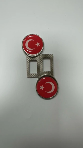 Türk Bayraklı Üniversal Ikaz Ses Metal Toka 2 Adet Çift Yönlüdür - 3