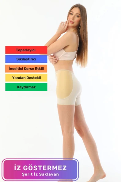 Özel Üretim Vücut Şekillendirici Toparlayıcı Sıkılaştırıcı İz Göstermeyen Yandan Destekli Pop-Up Şort