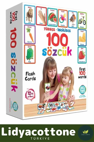 Yabancı Dil Eğitici Zeka Geliştirici Çocuk İlk 100 Sözcük İngilizce Türkçe Kartlar - 3