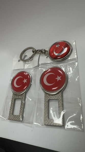 Türk Bayraklı Üniversal Ikaz Ses Metal Toka 2 Adet Çift Yönlüdür Ve Anahtarlık 1 Adet - 3