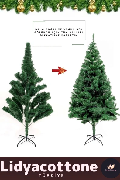 Noel Paketi Kutu Süsleme Seti Yılbaşı Çam Ağacı Renkli Işığı Yeni Yıl Dekorasyon Kutlama 90Cm 80 Dal - 3