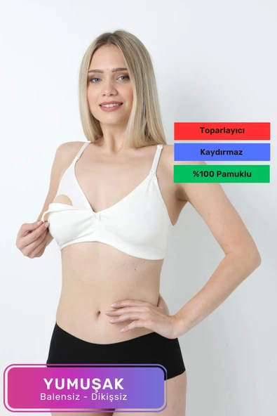 Yumuşak Toparlayıcı Rahat Dayanıklı Tam Kalıp Beatris Pamuklu Balensiz Emzirme Sütyen