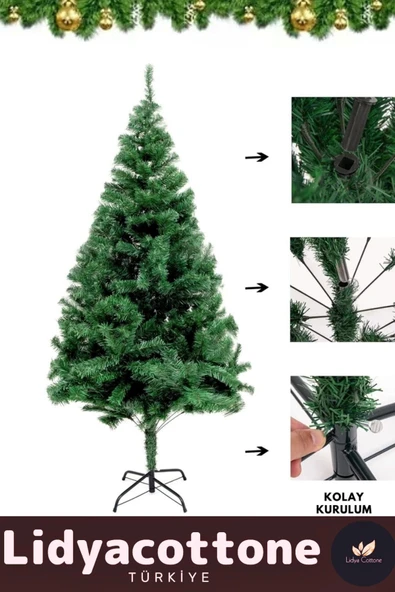 Noel Paketi Kutu Süsleme Seti Yılbaşı Çam Ağacı Renkli Işığı Yeni Yıl Dekorasyon Kutlama 90Cm 80 Dal - 2