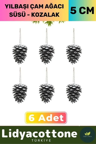 Noel Yeni Yıl Kış Yılbaşı Çam Ağacı Süsü Kozalak Seti Kutlama Parti Süs Dekoratif Altın 6'lı