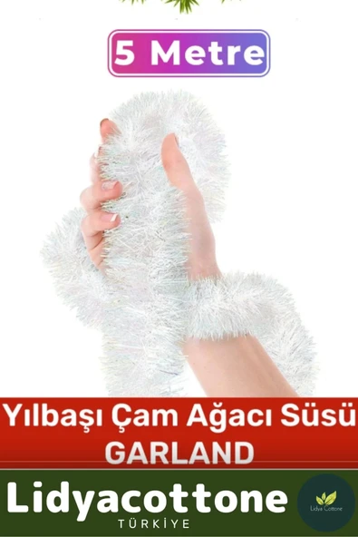 2025 Noel Yılbaşı Çam Ağacı Süsü Doğal Görünümlü Dekoratif Yeni Yıl Garland Büyük Boy 5 Metre