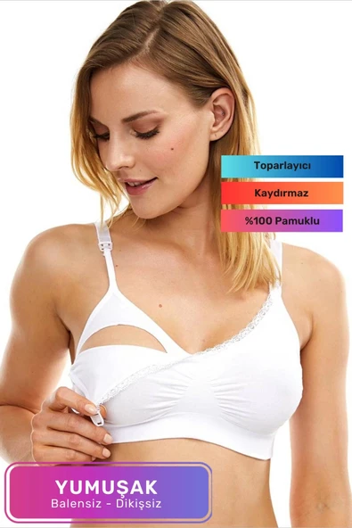 Yumuşak Toparlayıcı Rahat Dayanıklı Tam Kalıp Dikişsiz Pamuklu Balensiz Emzirme Sütyen