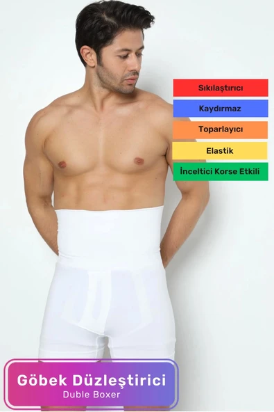 Özel Üretim Şekillendirici Basen Göbek Toparlayıcı Sıkılaştırıcı Bel İnceltici Erkek Beyaz Boxer Korse ürün görseli 1