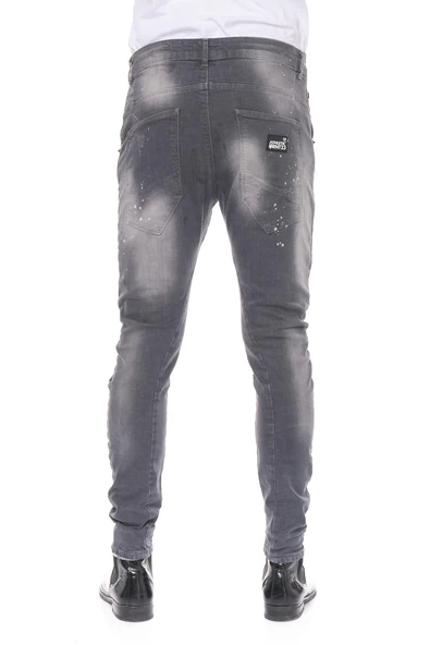 Erkek Skinny Fit Yırtlık Yıkamalı Boya Desenli Jean Kot Pantolon - 9