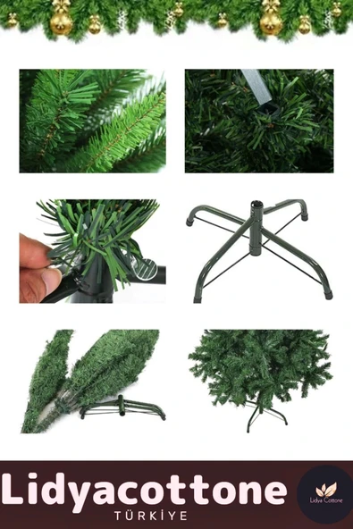 Kutu Süsleme Seti Yılbaşı Çam Ağacı Renkli Işığı Yeni Yıl Süsleri Noel Paketi 180 Cm 330 Dal - 4