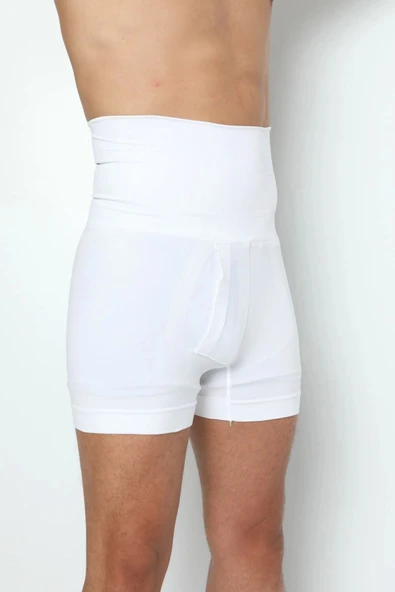 Özel Üretim Şekillendirici Basen Göbek Toparlayıcı Sıkılaştırıcı Bel İnceltici Erkek Beyaz Boxer Korse - Resim 4