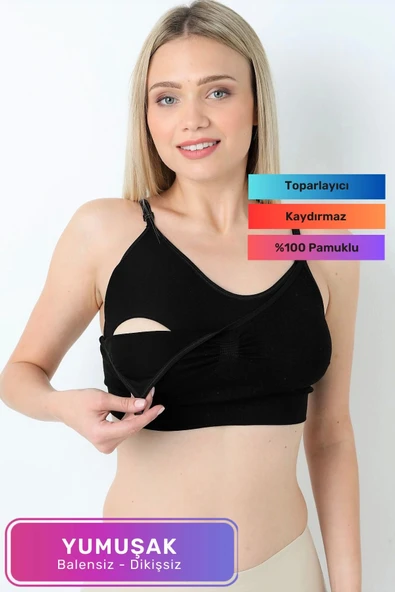 Yumuşak Toparlayıcı Rahat Dayanıklı Tam Kalıp Dikişsiz Pamuklu Balensiz Emzirme Sütyen
