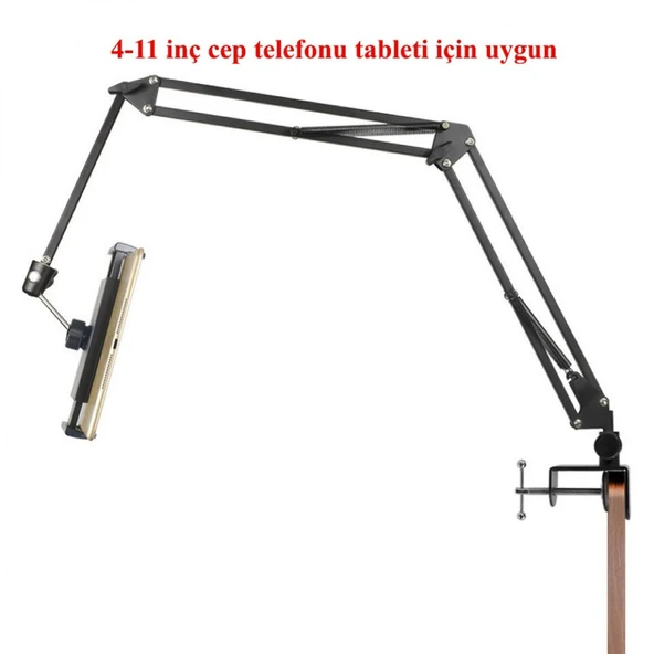 Akrobat Hareketli Uzun Kol Telefon İpad Tablet Tutucu Katlanır Stand Mengeneli 4 11inç - 5