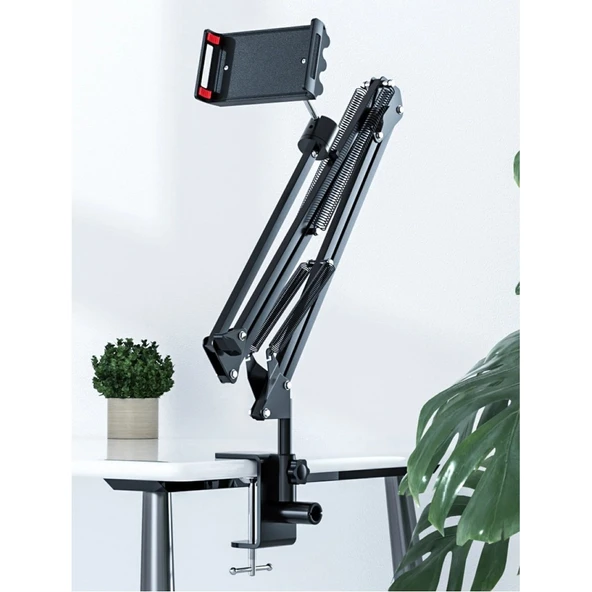 Akrobat Hareketli Uzun Kol Telefon İpad Tablet Tutucu Katlanır Stand Mengeneli 4 11inç - 2
