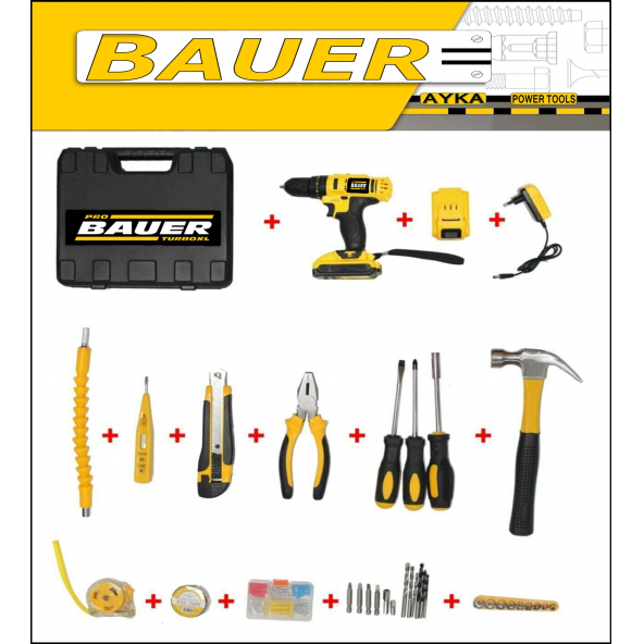 Pro Bauer Plus 111 Parça Multi Pro 36 Volt 5 Amper Şarjlı Vidalama Matkap Komple Set Hediyeli