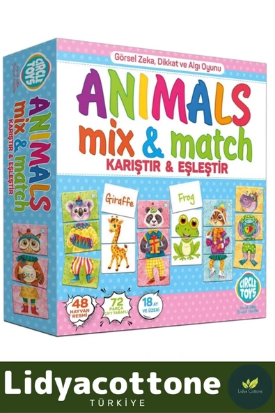Premium Zeka Geliştirici Çocuk El Göz Koordinasyonu Animals Mix & Match Karıştır Eşleştir Eğlen - 3
