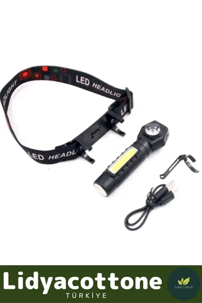 Yeni Sezon Nokta Geniş Aydınlatma Sert Plastik 150 Metre Şarjlı Mıknatıslı Kafa Lambası - 2