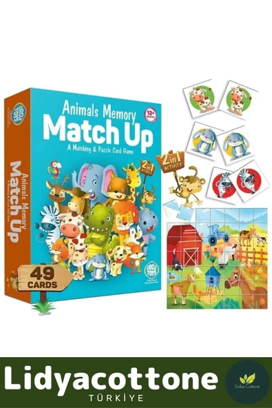 Premium Hafıza Güçlendiren Zeka Geliştirici Çocuk El Göz Kordinasyonu Animals Memory Match Up - 2