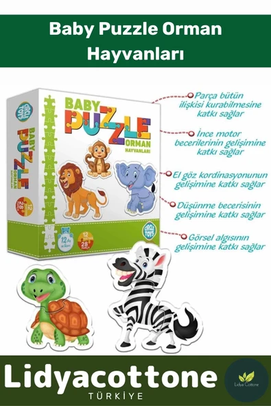 Premium Zeka Geliştirici Eğitici Öğretici Çocuk El Göz Koordinasyonu Baby Puzzle Orman Hayvanları