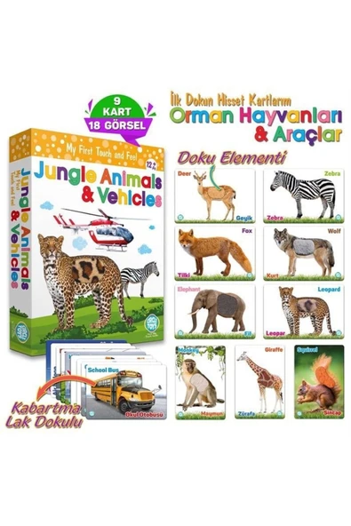 Özel Üretim Görsel Algı Eğlenceli Öğrenme Hisset Orman Hayvanları Ve Araçlar Eğitim Kartları ürün görseli 1