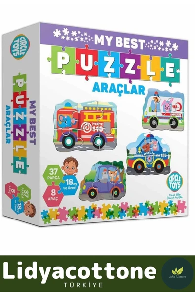 Premium 37 Parça 8 Araçlı Okul Öncesi Oyuncak Eğitici Öğretici Eğlenceli Oyuncak Araçlar Puzzle - 3