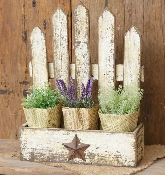 KUZELA Ahşap Dekoratif Çit Çiçeklik - 2