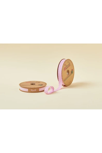 Biye Ekoseli Katlı E02 Pembe 2 cm 25 Metre %65 Koton %35 Polyester - 3