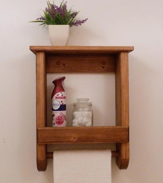 KUZELA  Ahşap Raflı Duvar Havluluk - 2