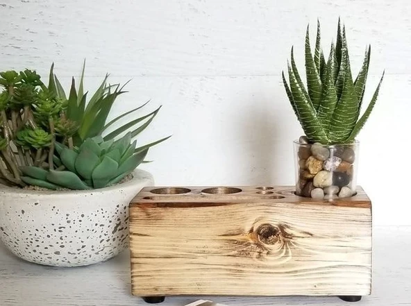 KUZELA  Ahşap Kütük Kalemlik - 2