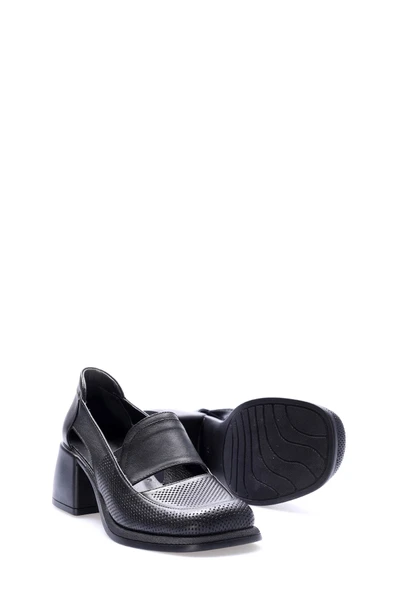 Hakiki Deri  Kadın Kalın Topuklu Ayakkabı 217ZA758-02 - Resim 9