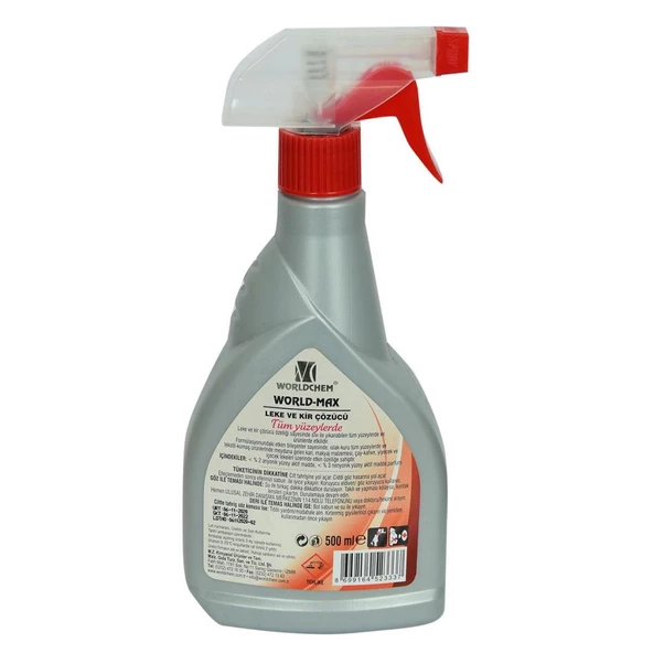 Worldchem World-Max Leke ve Kir Çözücü Spreyi Tüm Yüzeyler 500ML - 3