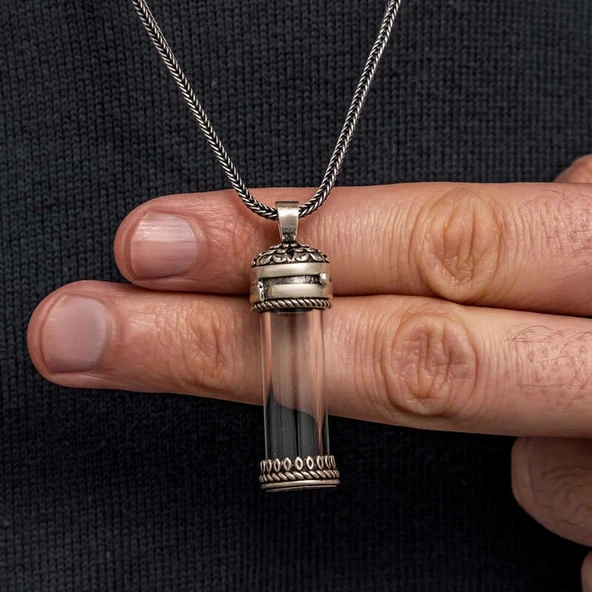 Gümüş İçi Açılabilen Muska Kabı Cevşen Erkek Kolye