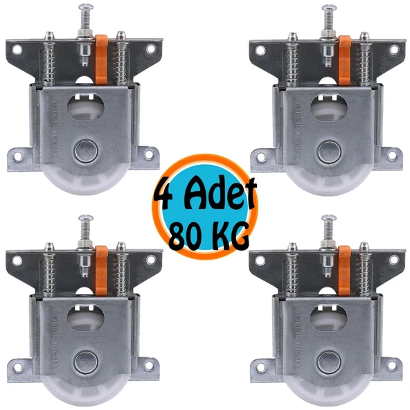 Sürgülü Dolap Gardırop Vestiyer Kapak Mekanizması Tekerleği 80 Kg Kapasiteli Tekerlek (4 ADET)